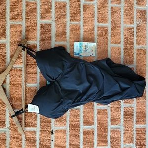 SPANX jet black push up one piece bathing suit size L